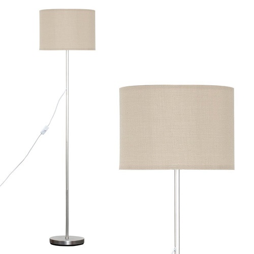 Chrome Plated Floor Lamp with Fabric Shade