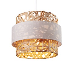 2 Layers Rattan & Fabric Pendant Lamp Shade