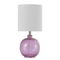 Purple Glass Table Lamp with Fabric Light Shade