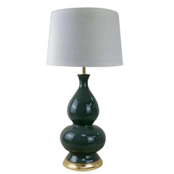 Green Ceramic Table Lamp with Fabric Light Shade