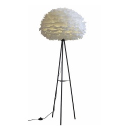 Metal Tripod Floor Lamp with Feather Lampshade