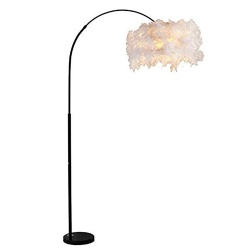 Large Floor Lamp with Feather Lampshade