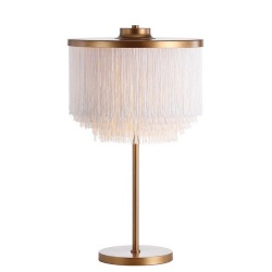 Antique Brass Table Lamp with Tassels Lampshade