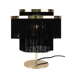 Table Lamp with Black Tassels Lampshade