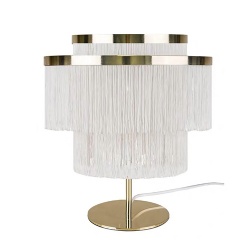 Table Lamp with White Tassels Lampshade