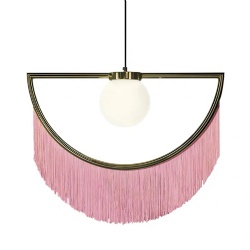 Moon Shape Pink Tassels Pendant Lamp