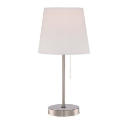 Chrome Metal Table Lamp with Fabric Lampshade