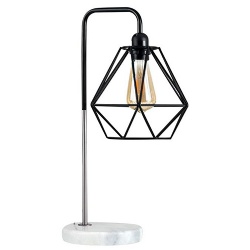 Marble Table Lamp with Metal Shade, Black