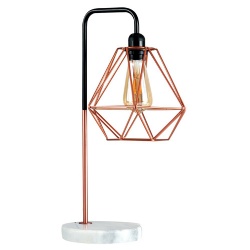 Marble Table Lamp with Metal Shade, Copper