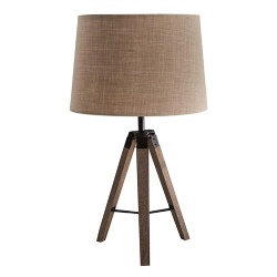 Nature Tripod Wood Table Lamp with Fabric Light Shade