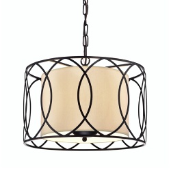 Metal Ceiling Lamp with Fabric Shade Inner