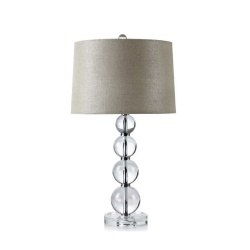 Glass Table Lamp with Fabric Shade